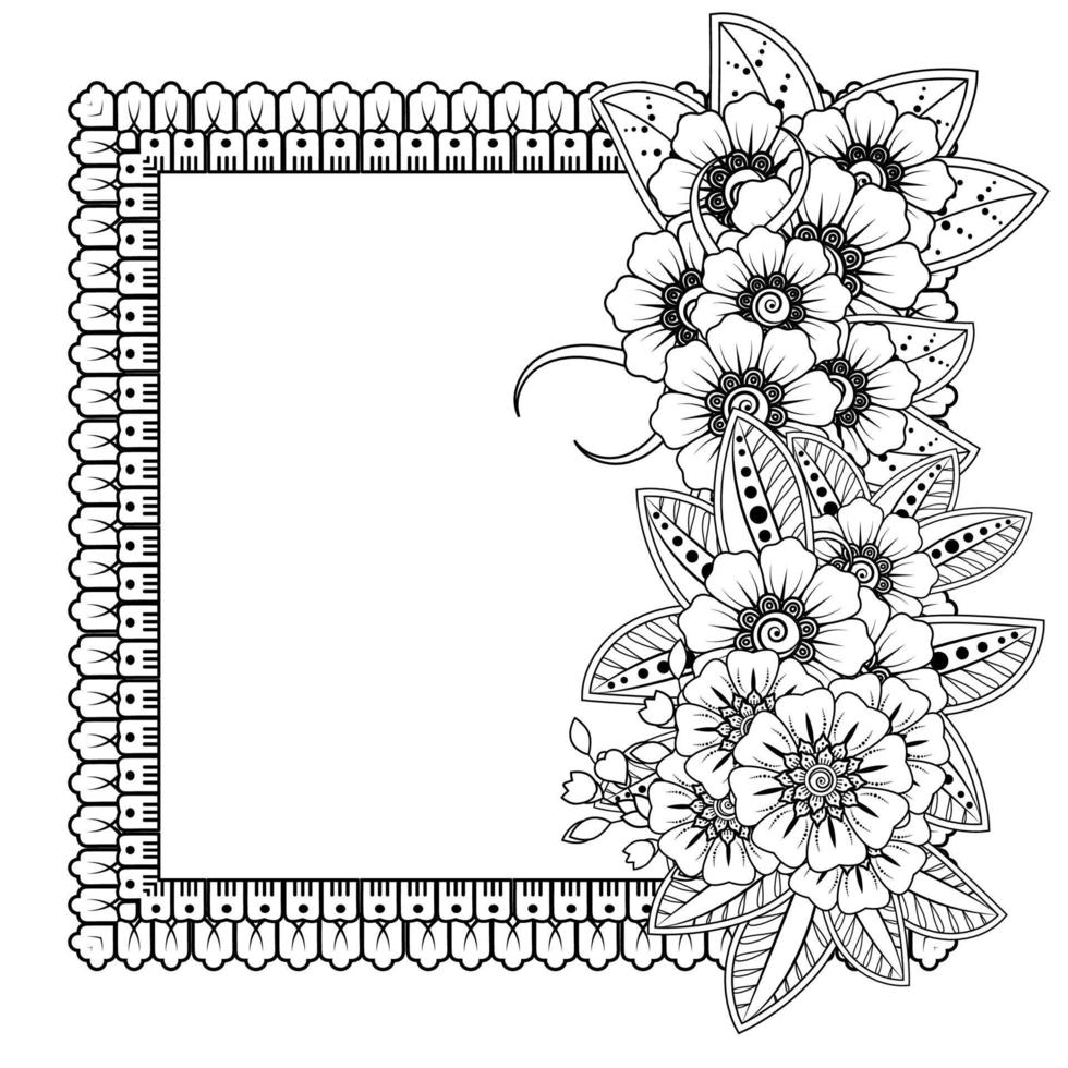 fundo floral com flor mehndi. ornamento decorativo em estilo étnico oriental. livro de colorir. vetor