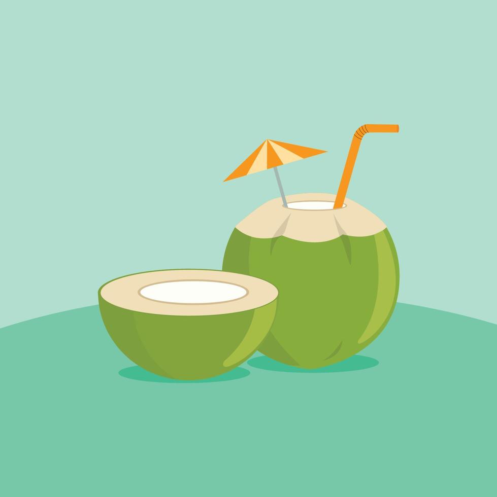 ilustração de bebida de coco fresco de praia vetor