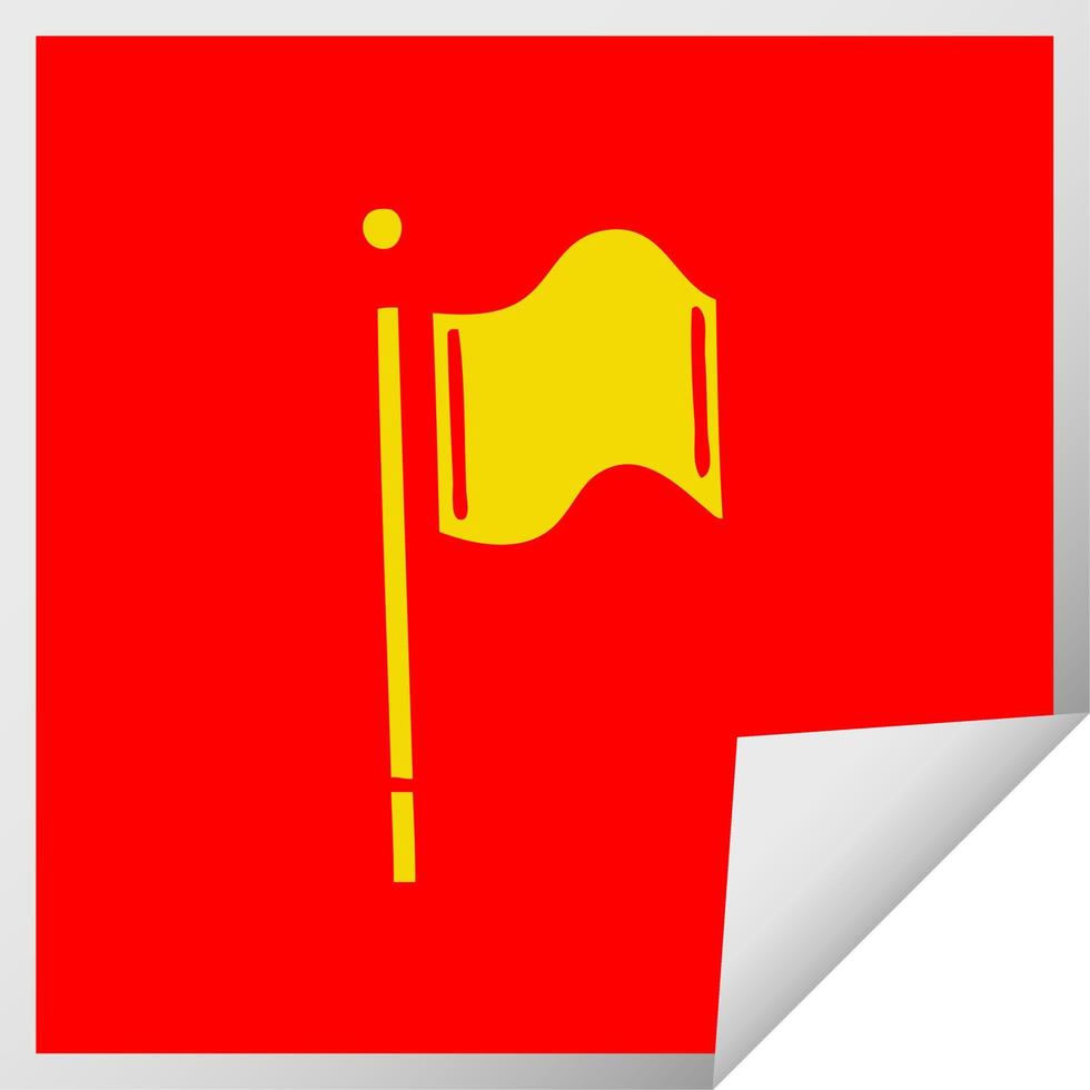 bandeira vermelha de desenho de adesivo de descascamento quadrado vetor