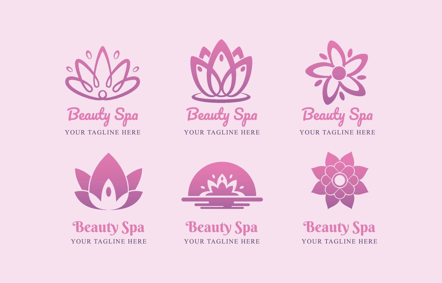 conjunto de logotipo de spa rosa de beleza vetor