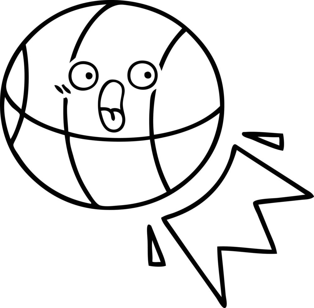 basquete dos desenhos animados de desenho de linha vetor