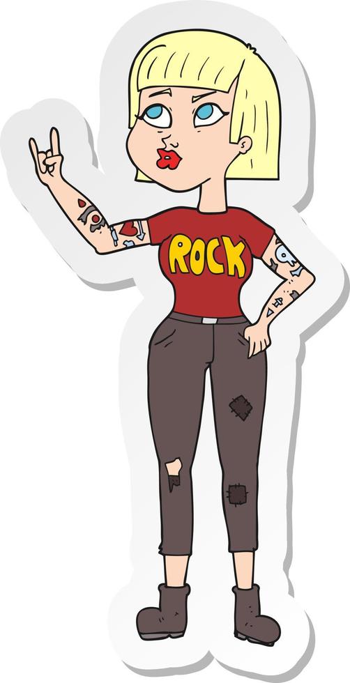 adesivo de uma garota de rock de desenho animado vetor