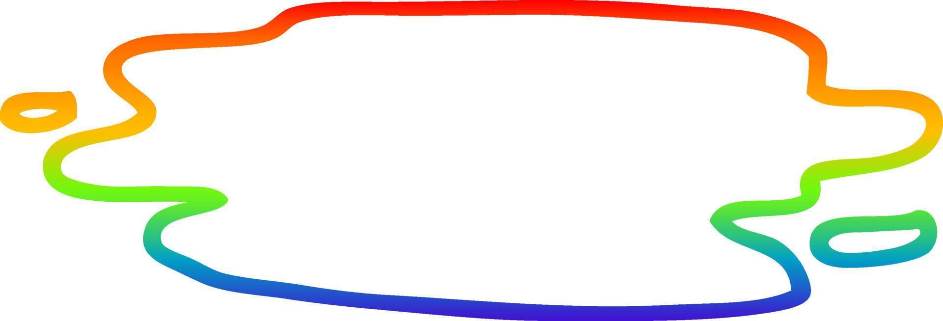 desenho de linha de gradiente de arco-íris poça molhada de desenho animado vetor
