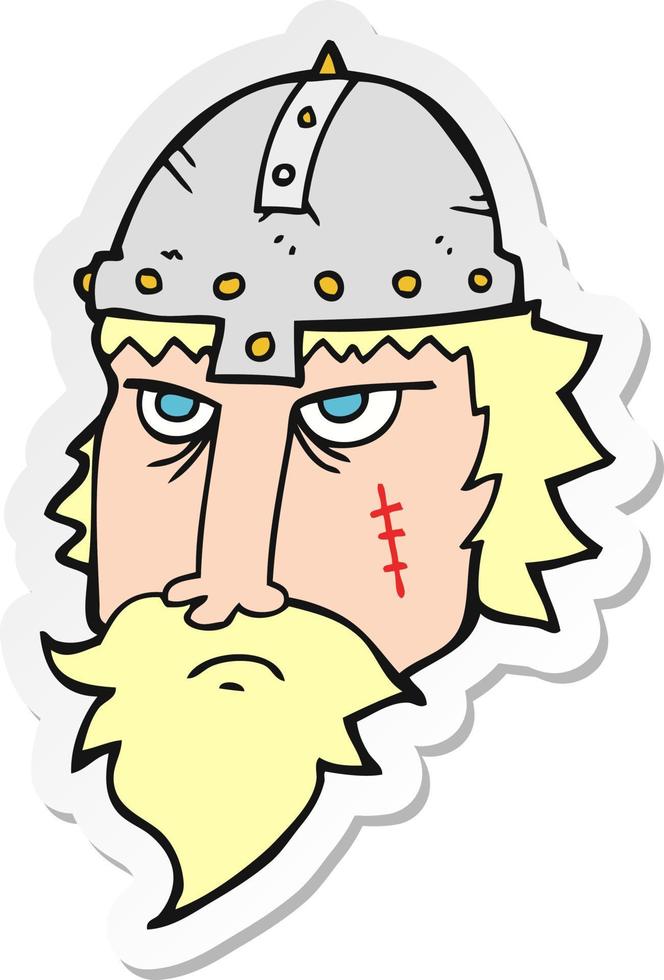 adesivo de um guerreiro viking de desenho animado vetor