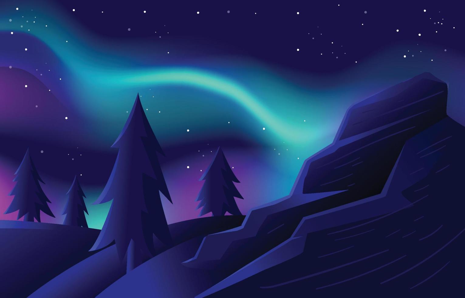 fundo de paisagem da aurora boreal vetor