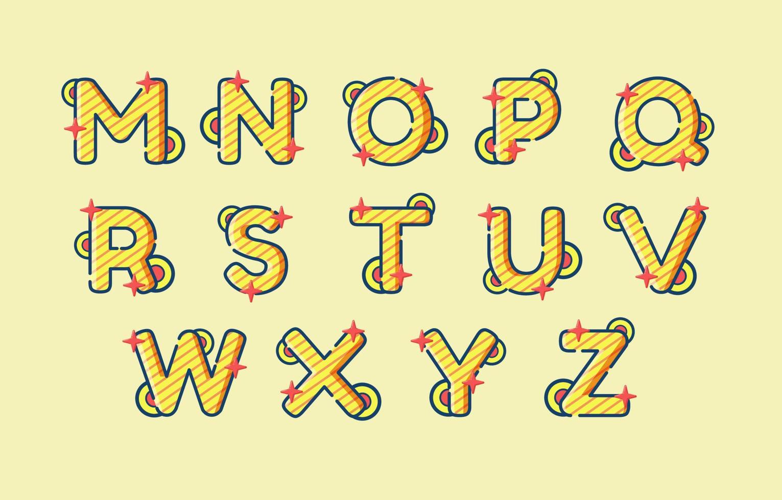 alfabeto fofo m - z conjunto de ícones vetor