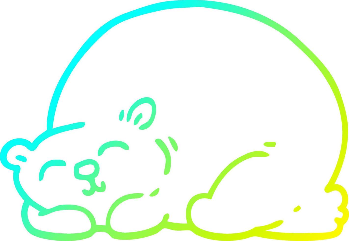 desenho de linha de gradiente frio conteúdo de desenho animado urso dormindo vetor