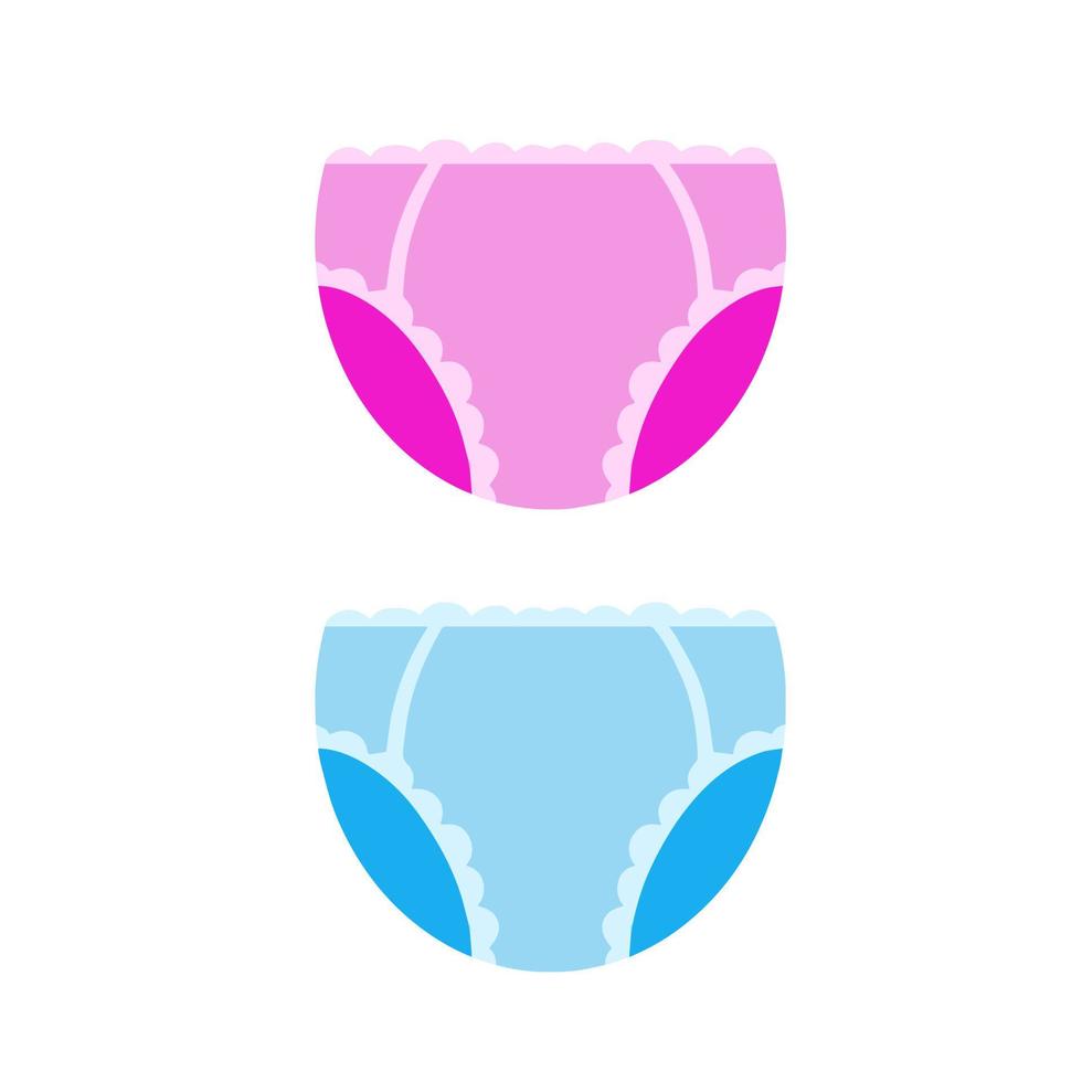 fralda. calças de bebê. roupas absorventes higiênicas azuis e rosa. ilustração de desenho animado plana isolada em branco vetor