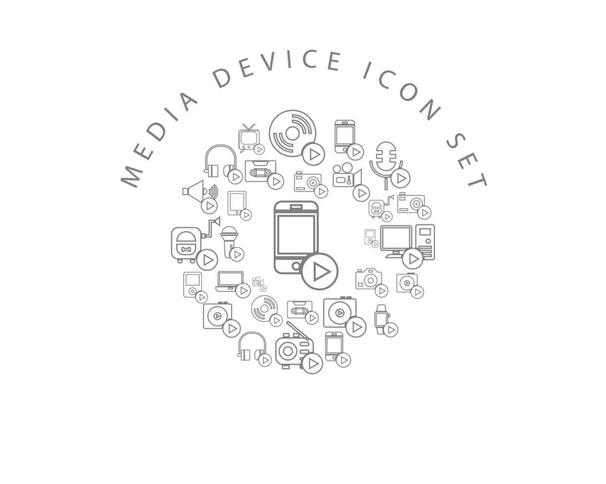 cenografia de ícone de dispositivo de mídia em fundo branco vetor