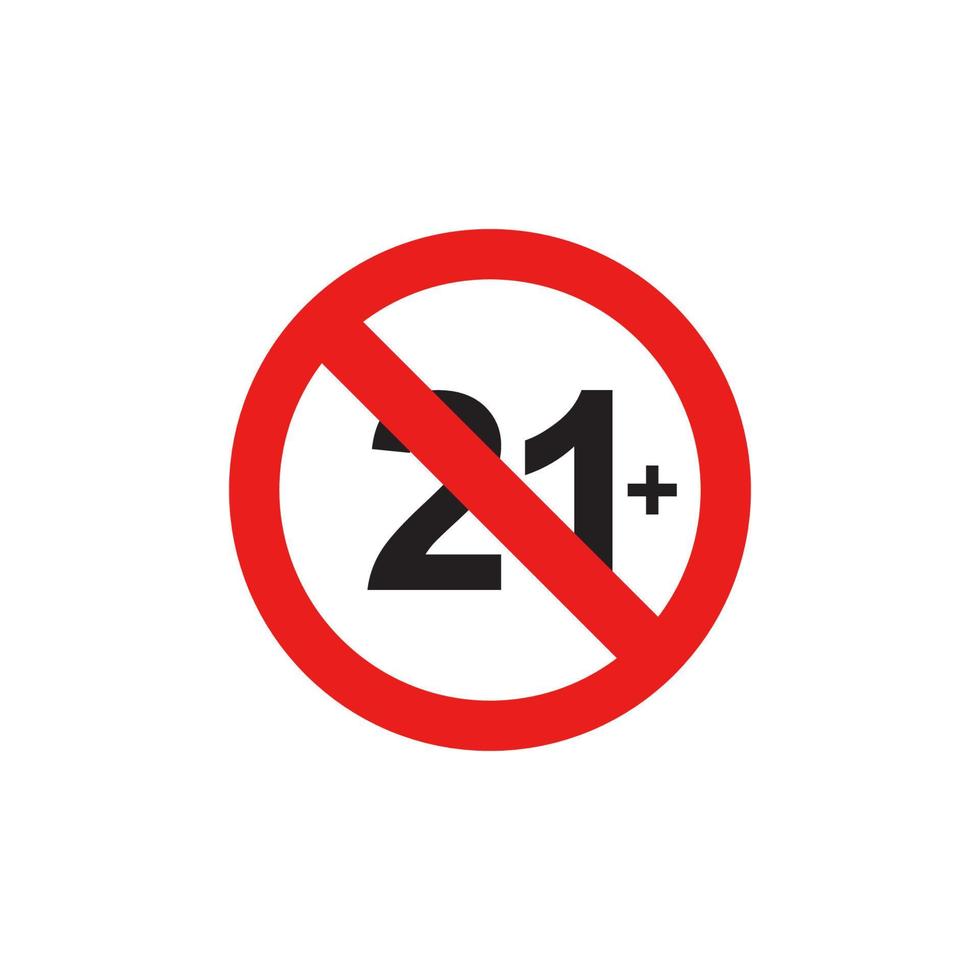 proibição 21 mais ícone vetor