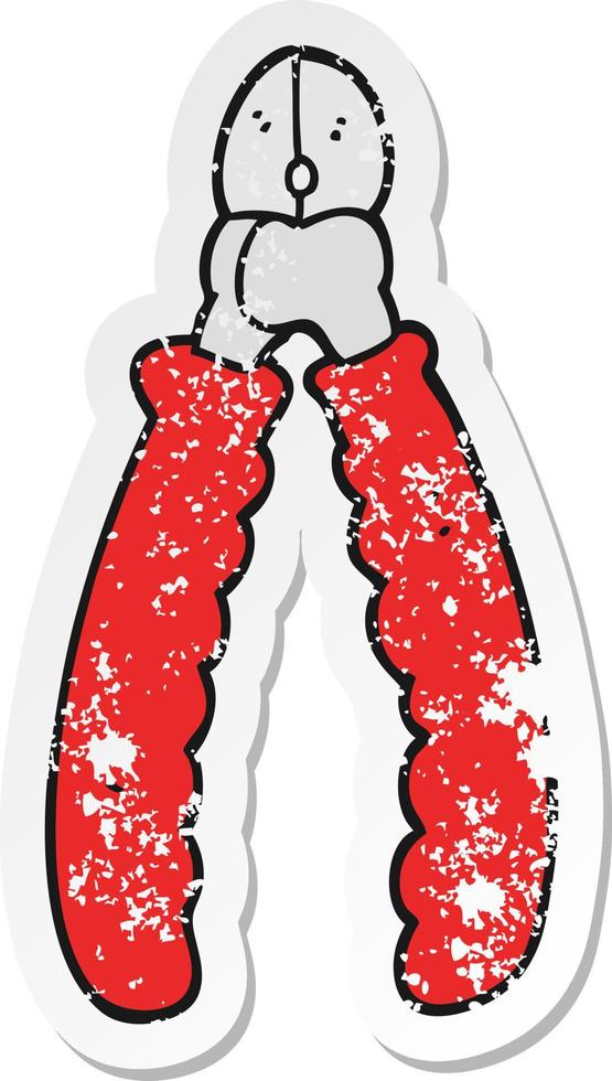 vinheta angustiada de um alicate de desenho animado vetor