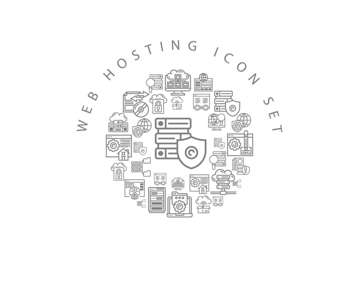 web hosting ícone cenografia em fundo branco. vetor