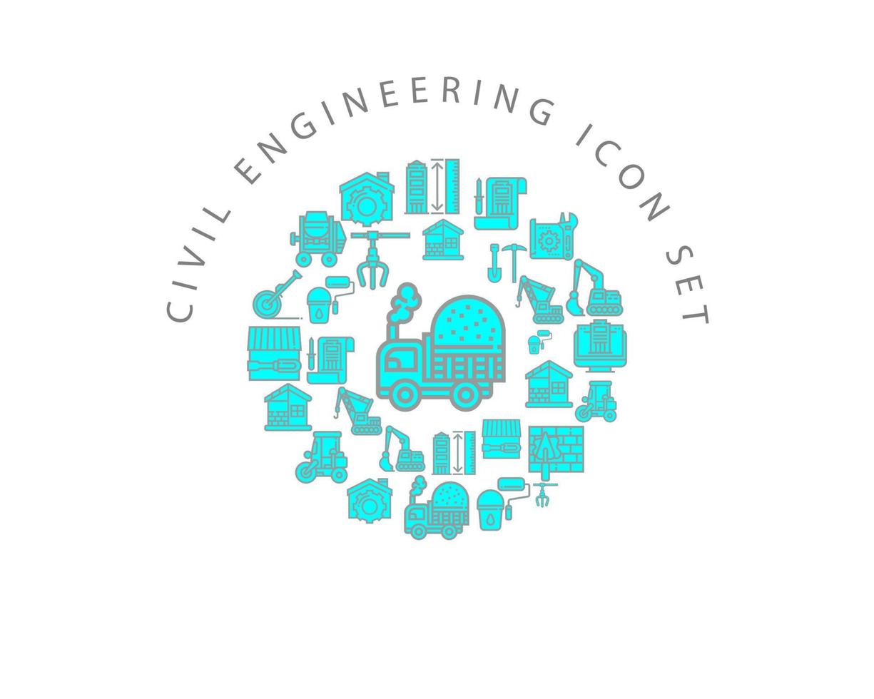 ícone de engenharia civil cenografia em fundo branco. vetor