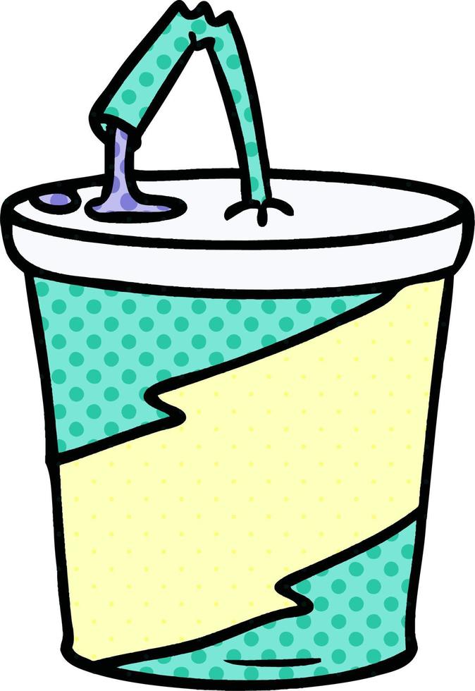 doodle de desenho animado de bebida de fastfood vetor