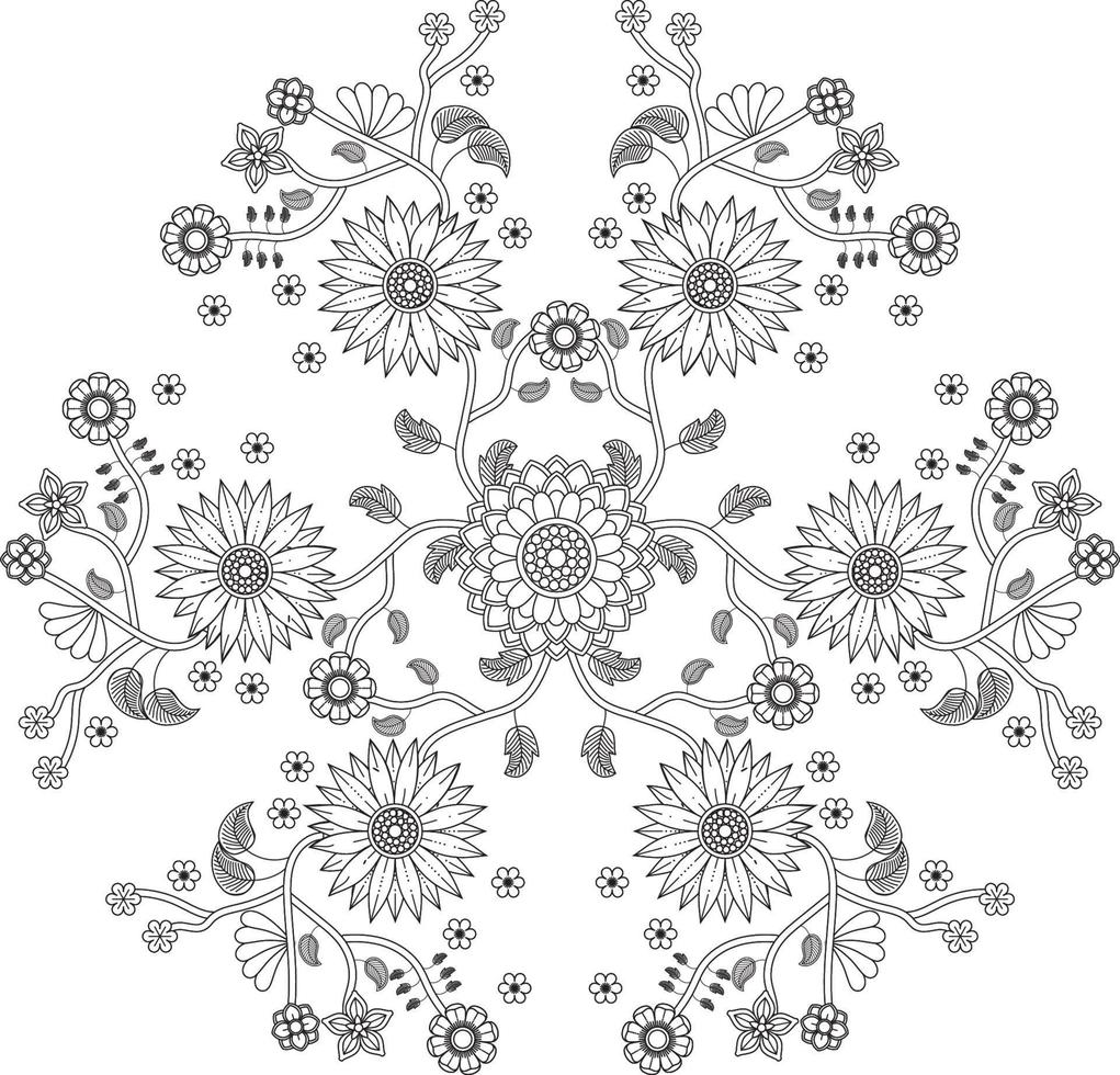 mandala floral para colorir adultos kdp interior vetor