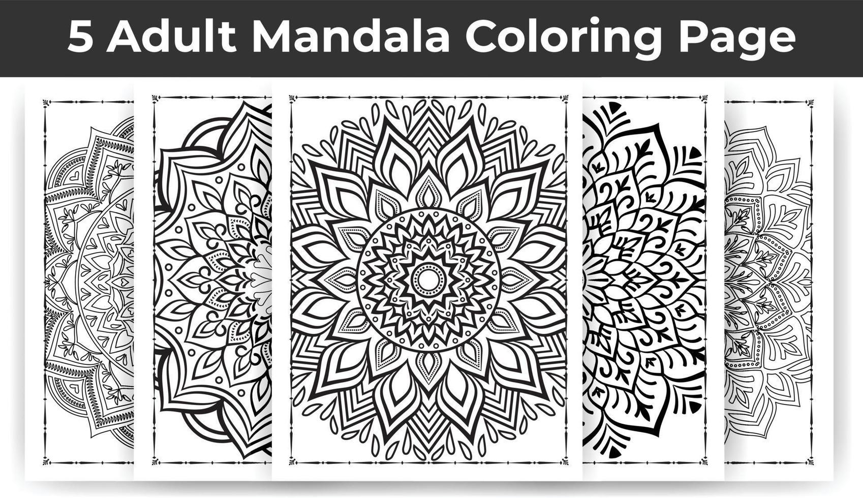 05 mandalas adultas para colorir para kdp vetor