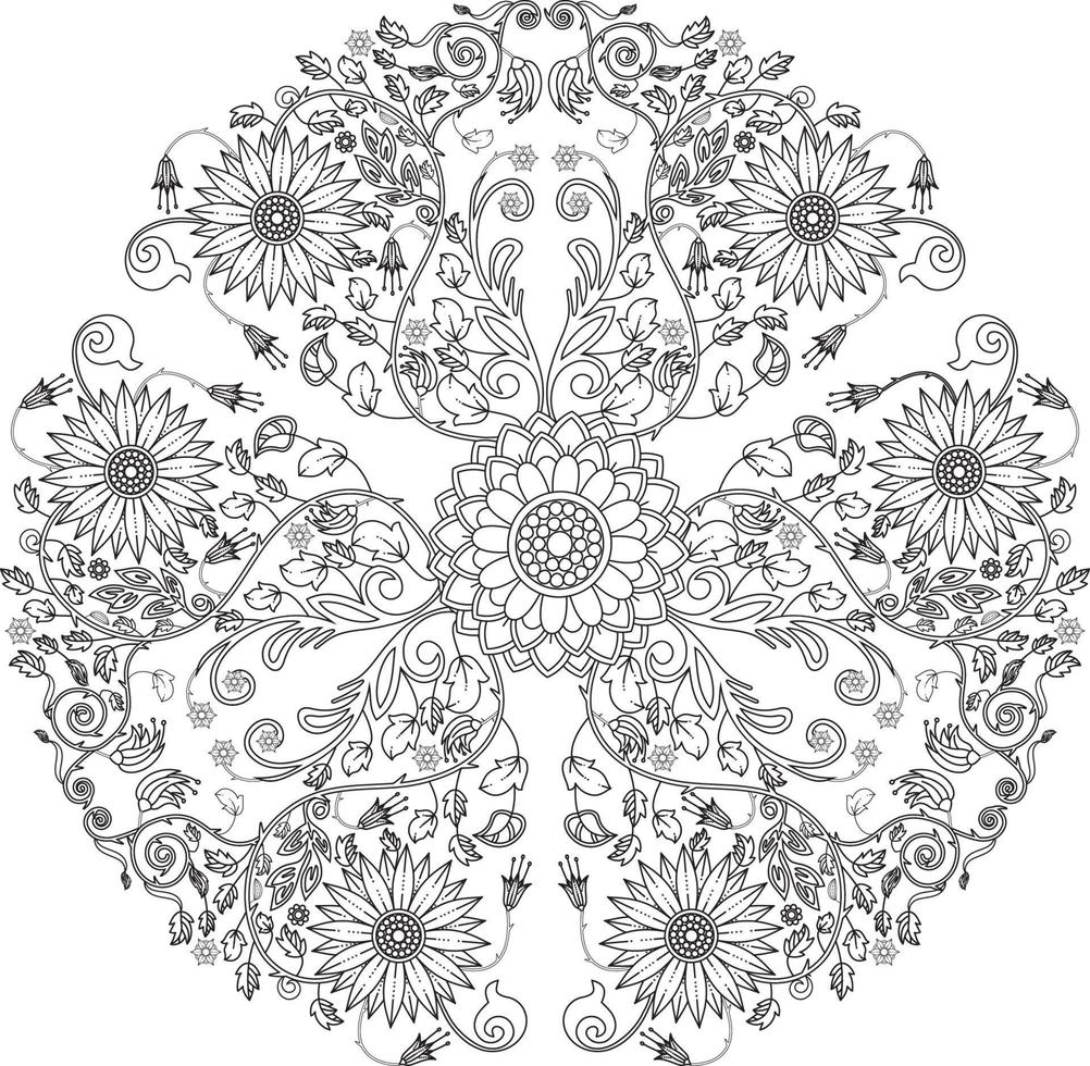 mandala floral para colorir adultos kdp interior vetor