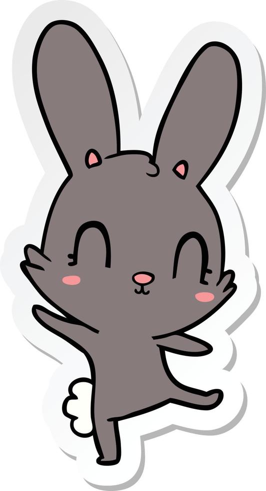 adesivo de um coelho de desenho animado bonito dançando vetor