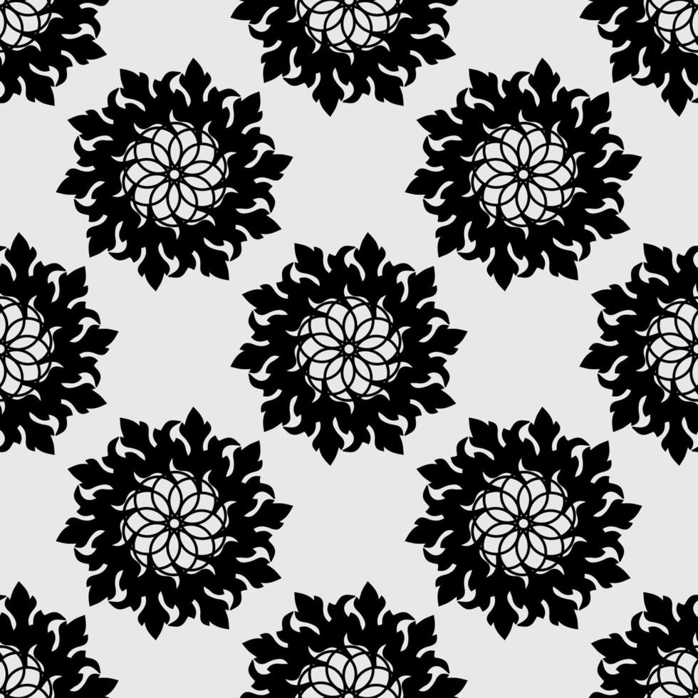 padrão sem emenda com ornamento de mandala. preto em um fundo branco. textura abstrata elegante moderna. repetindo elementos geométricos para web ou têxtil. ilustração vetorial. vetor