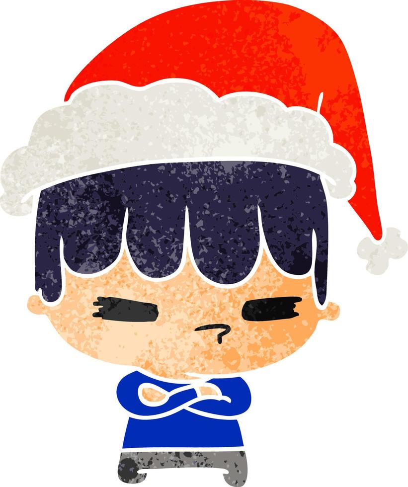 desenho retrô de natal do menino kawaii vetor