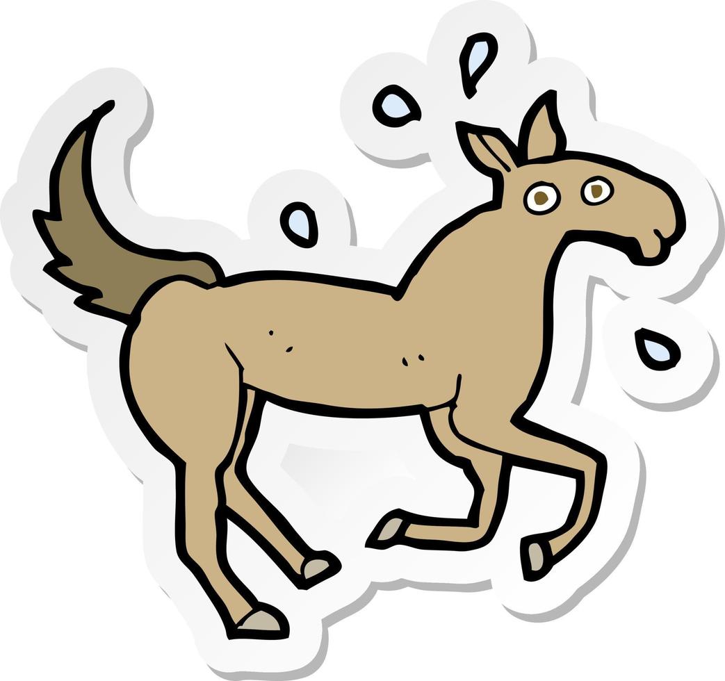 adesivo de um cavalo de desenho animado suando vetor
