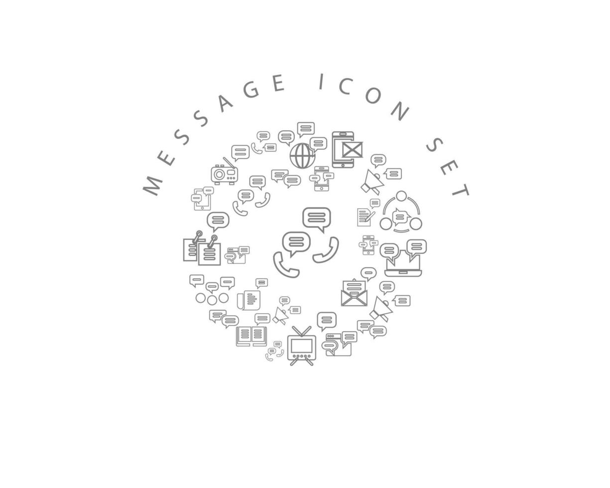 cenografia de ícones de mensagem em fundo branco vetor