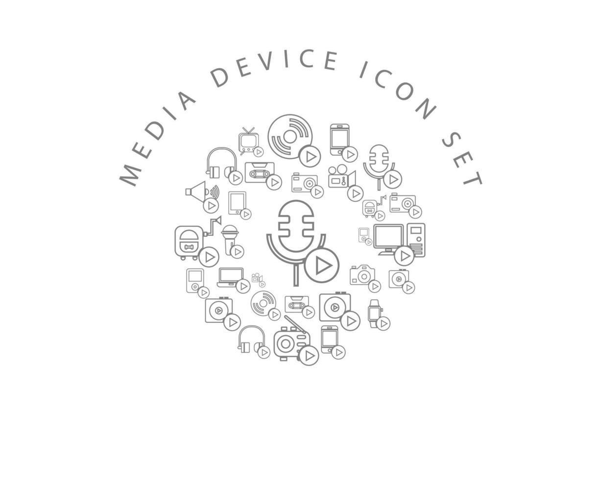cenografia de ícone de dispositivo de mídia em fundo branco vetor