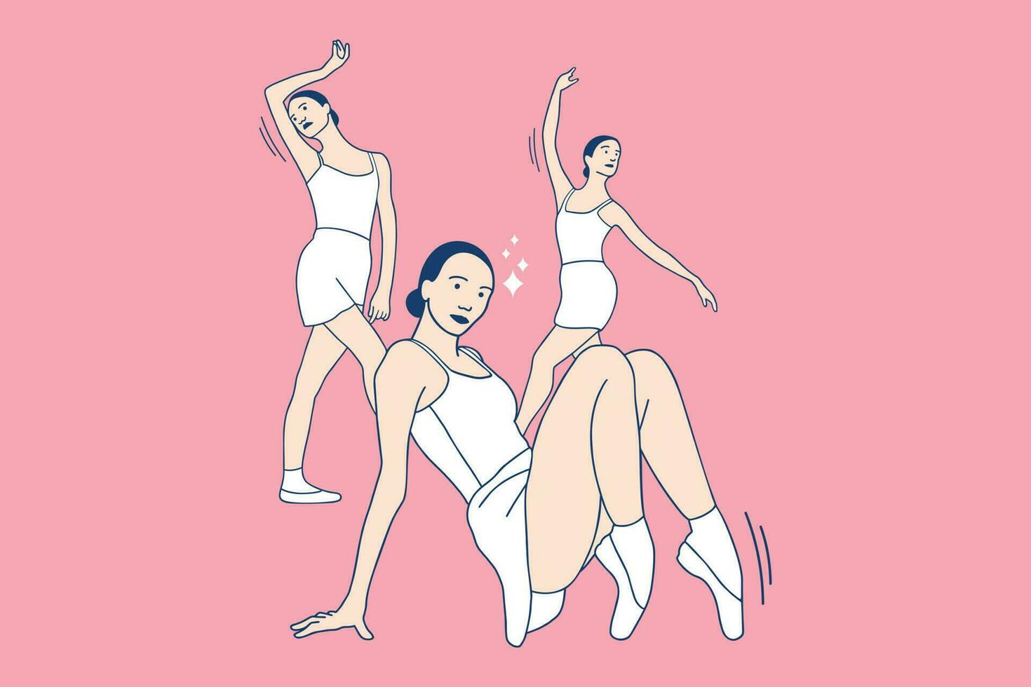 ilustrações três belas bailarinas dançarinas vetor