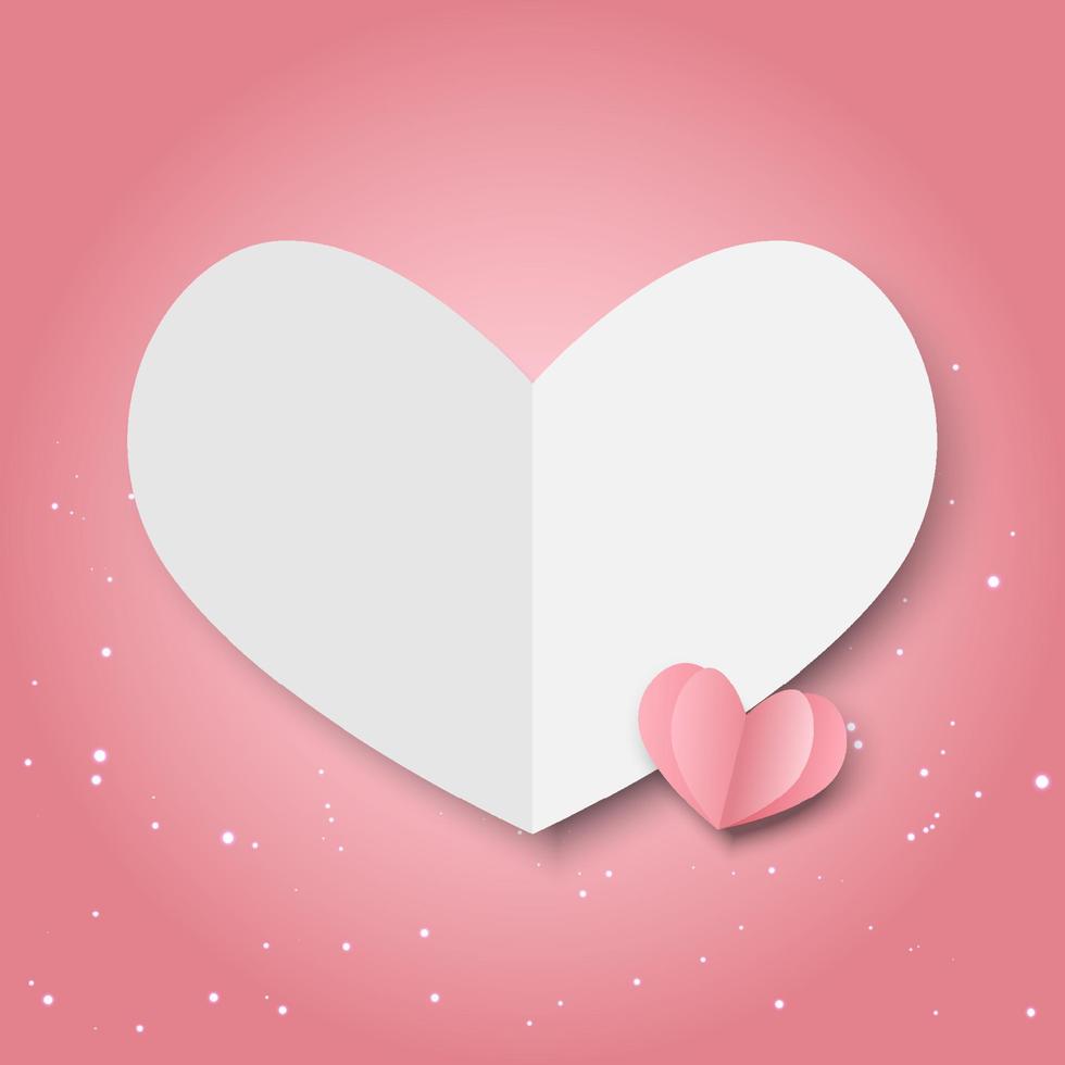 linha de corações de papel rosa de dia dos namorados, fundo vetorial vetor