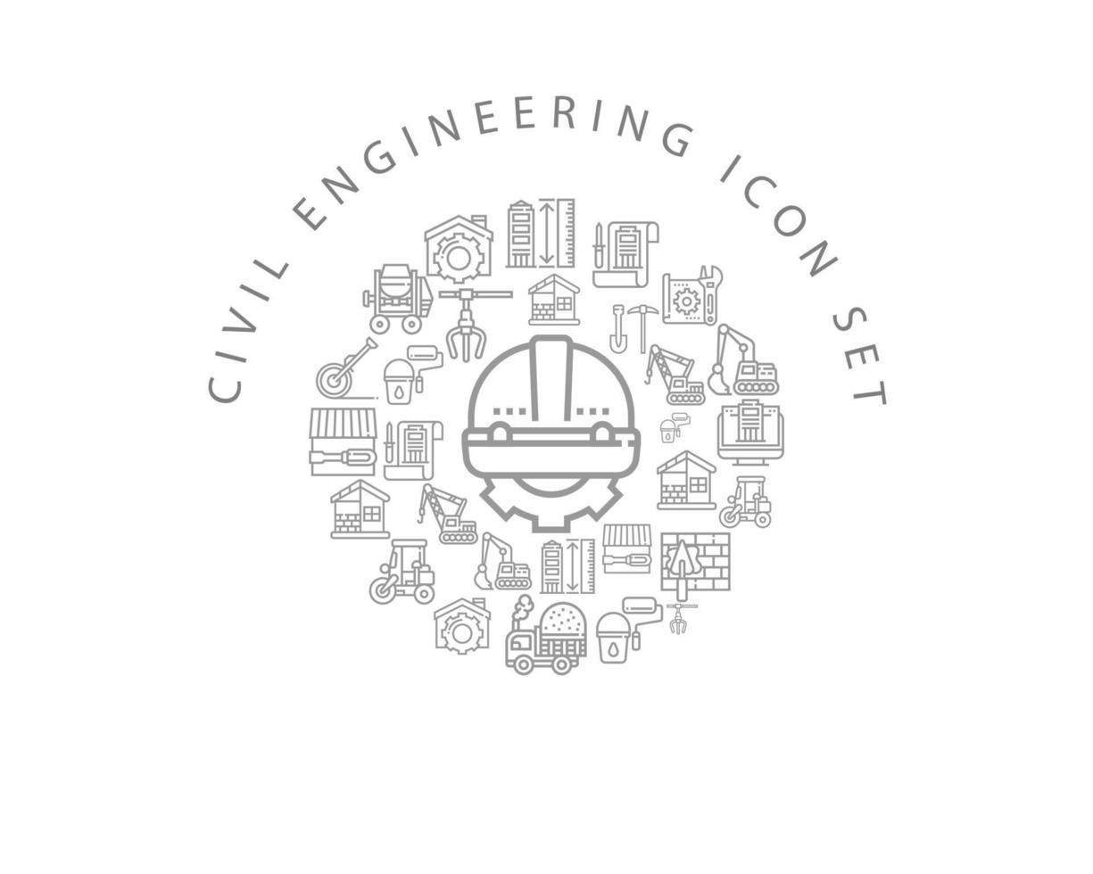ícone de engenharia civil cenografia em fundo branco. vetor
