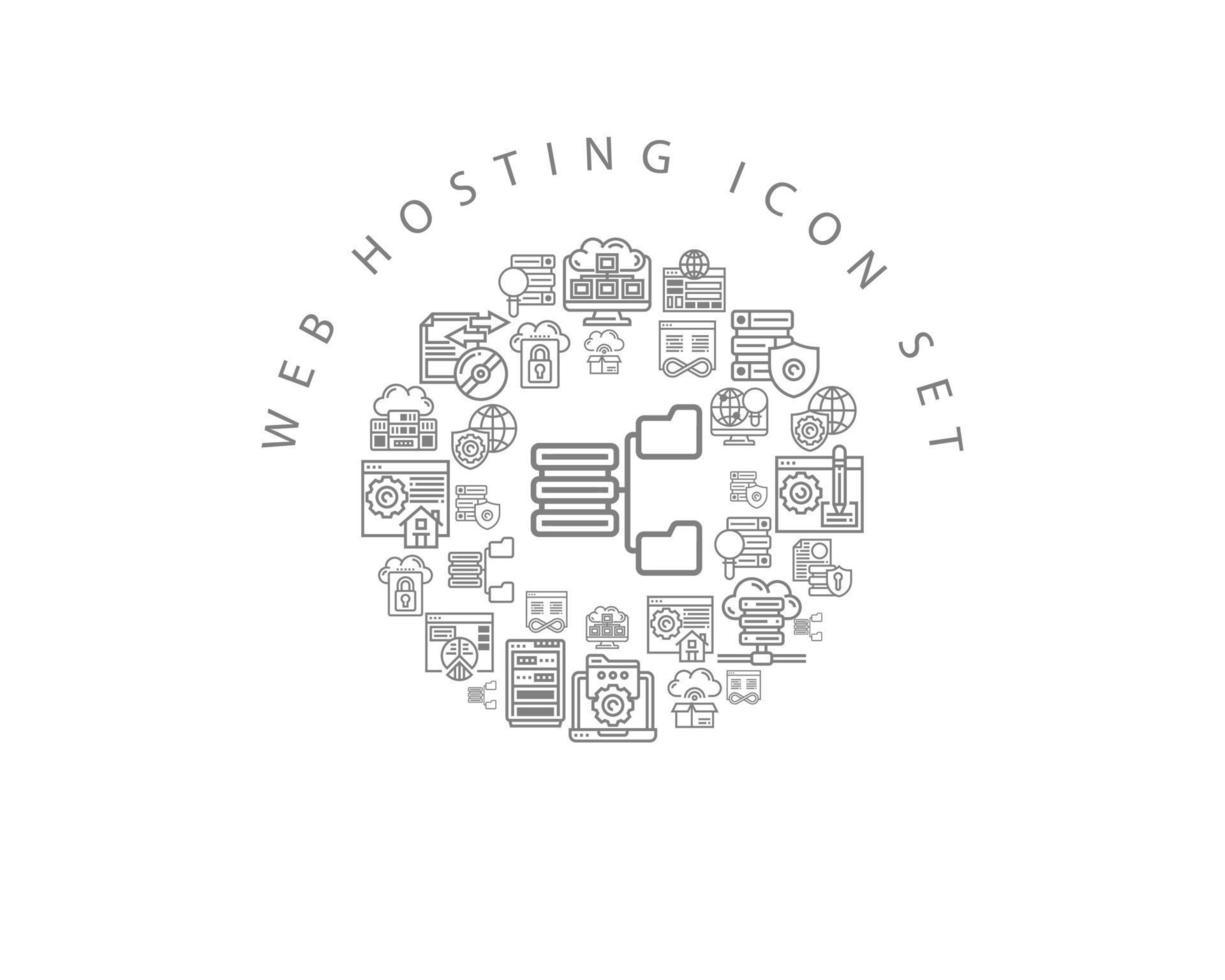 web hosting ícone cenografia em fundo branco. vetor