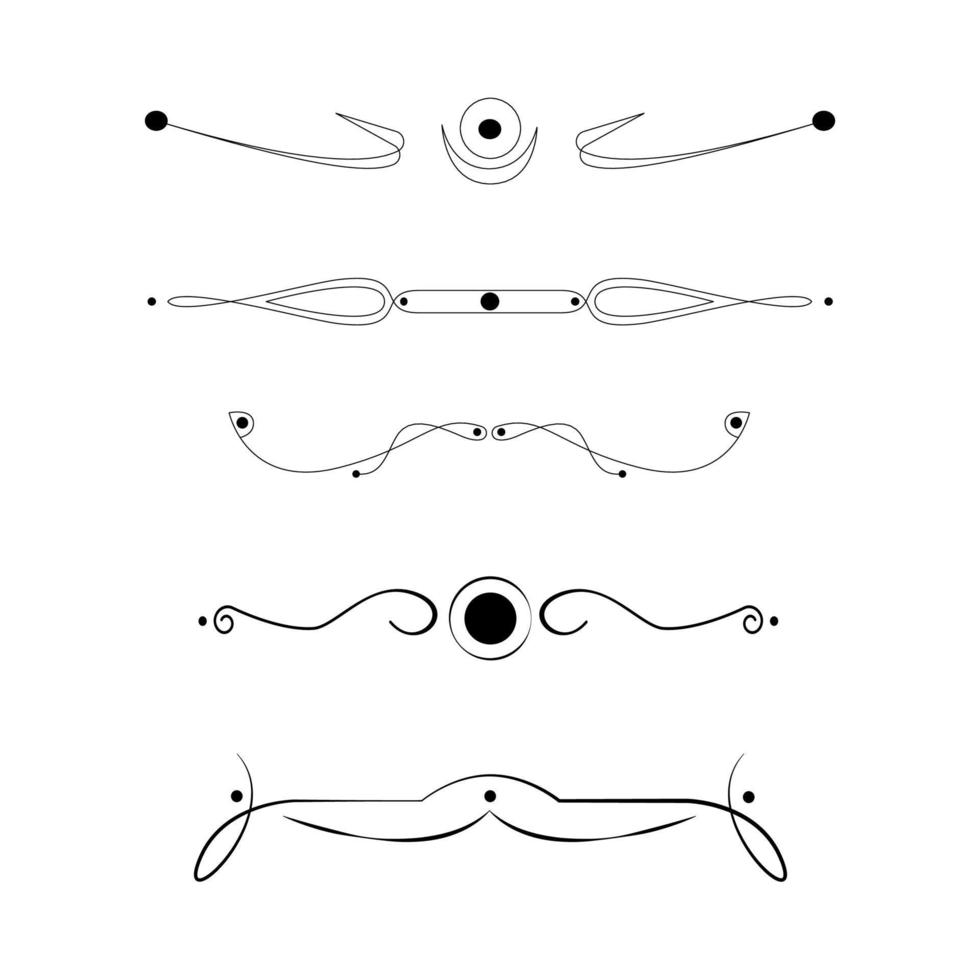 conjunto de ornamentos de linhas pretas, molduras para ilustrações em um fundo branco - vetor