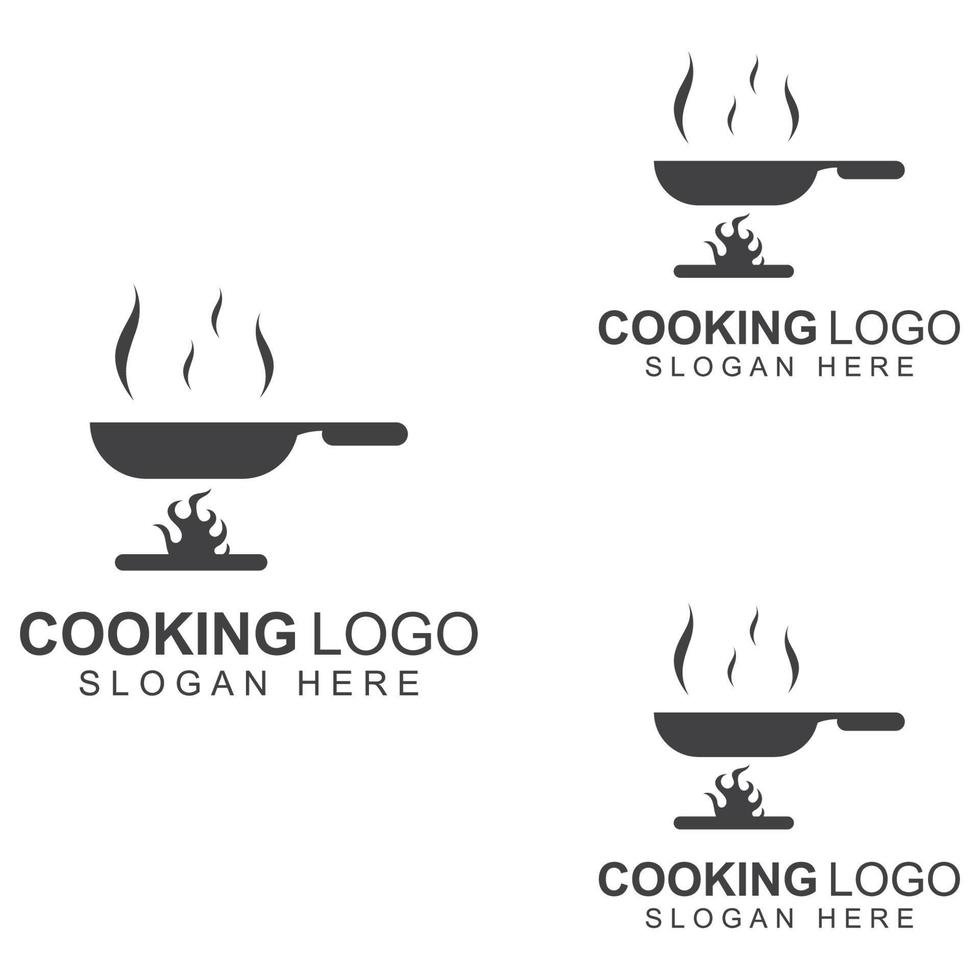 logotipos para utensílios de cozinha, panelas, espátulas e colheres de cozinha. usando um conceito de design de modelo de ilustração vetorial. vetor