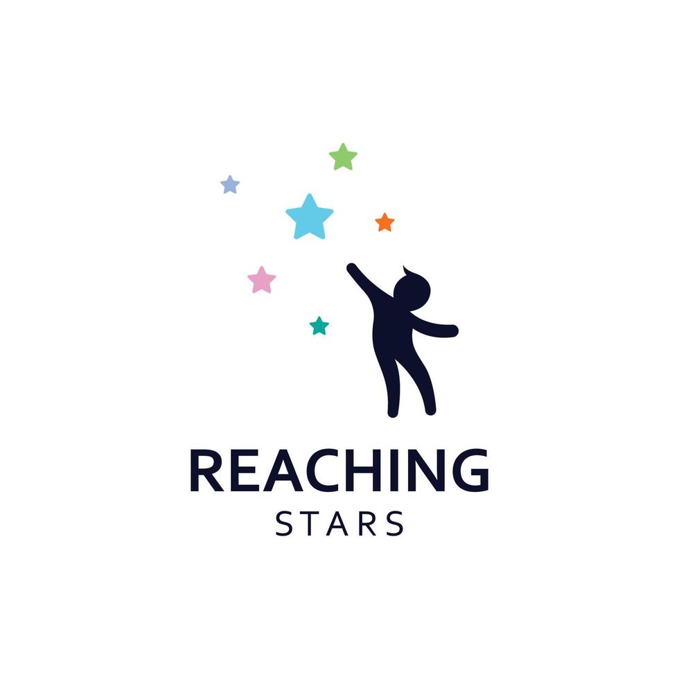 um logotipo para alcançar as estrelas ou um logotipo para alcançar um sonho ou objetivo. logotipo usando o modelo de ilustração vetorial de design de conceito. vetor