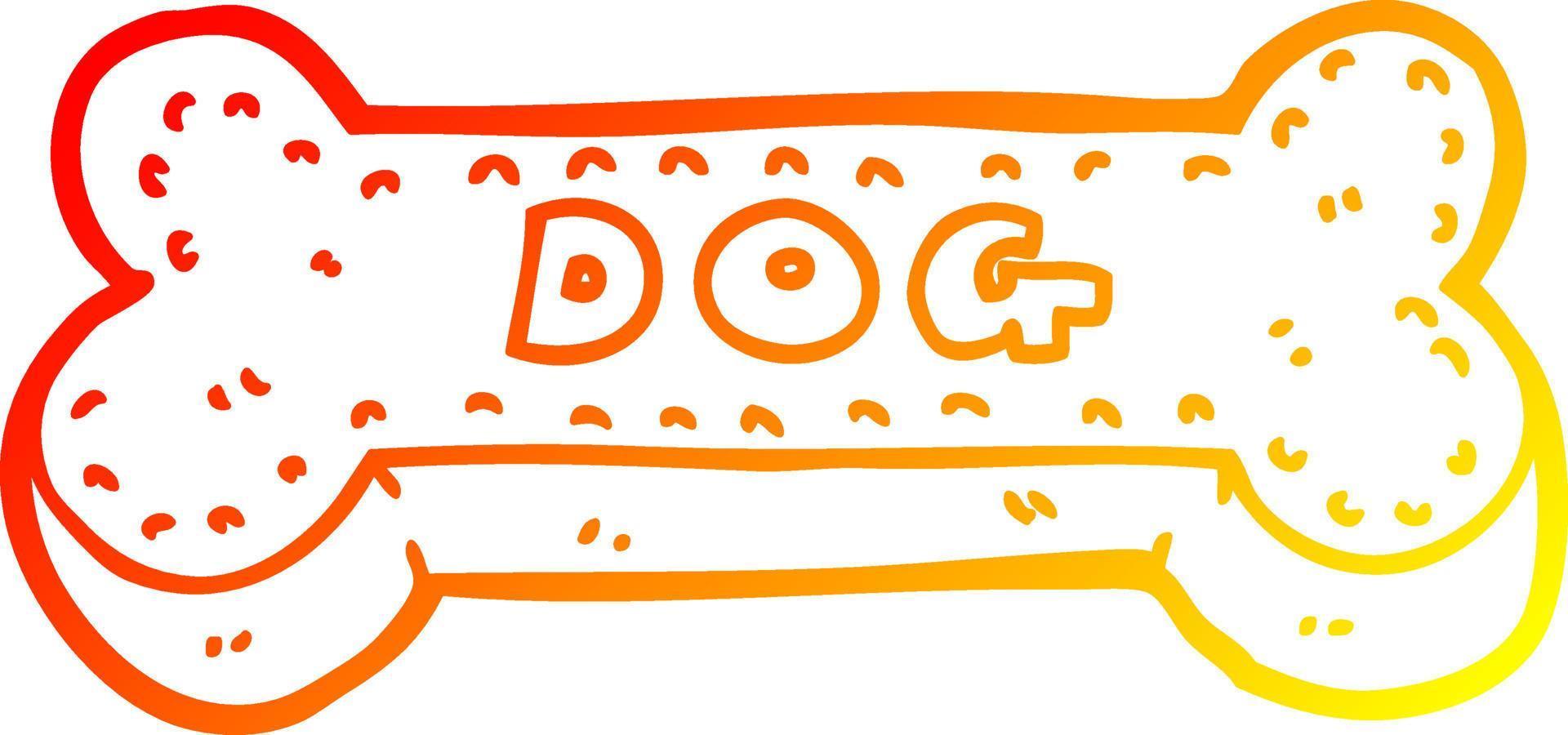 biscoito de cachorro de desenho animado de desenho de linha de gradiente quente vetor