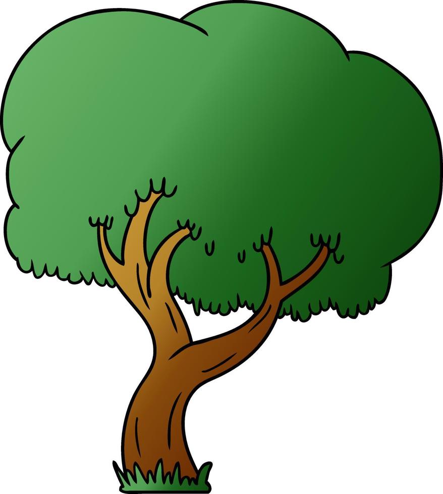 doodle de desenho de gradiente de uma árvore de verão vetor