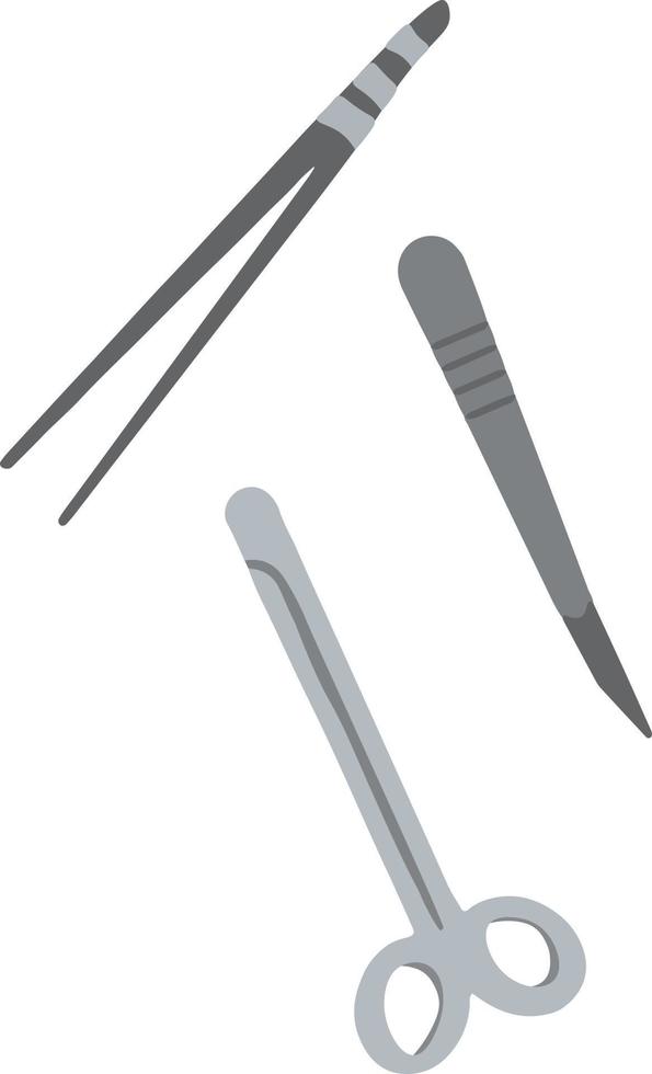 ferramentas médicas vetoriais conjunto tesoura, bisturi, pinça. ilustração vetorial vetor
