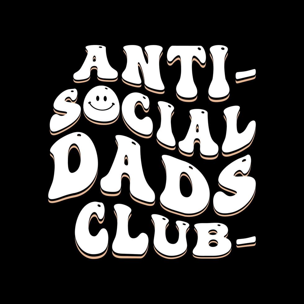 design de camiseta retrô ondulado anti social club vetor