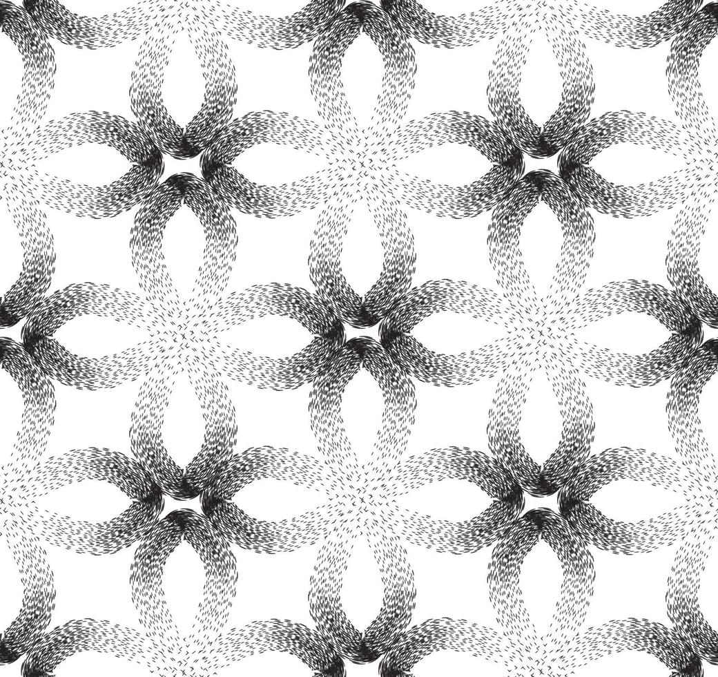 padrão geométrico floral sem costura com linhas de loop pontilhado. elegante fundo monocromático ornamental com pétalas de flores vetor