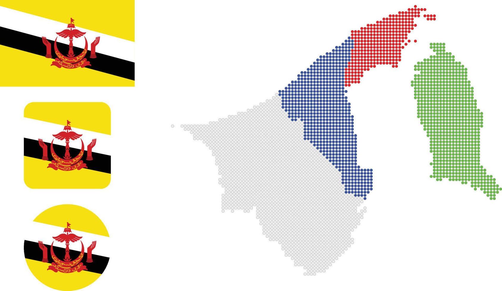 brunei mapa e bandeira ícone plano símbolo ilustração vetorial vetor