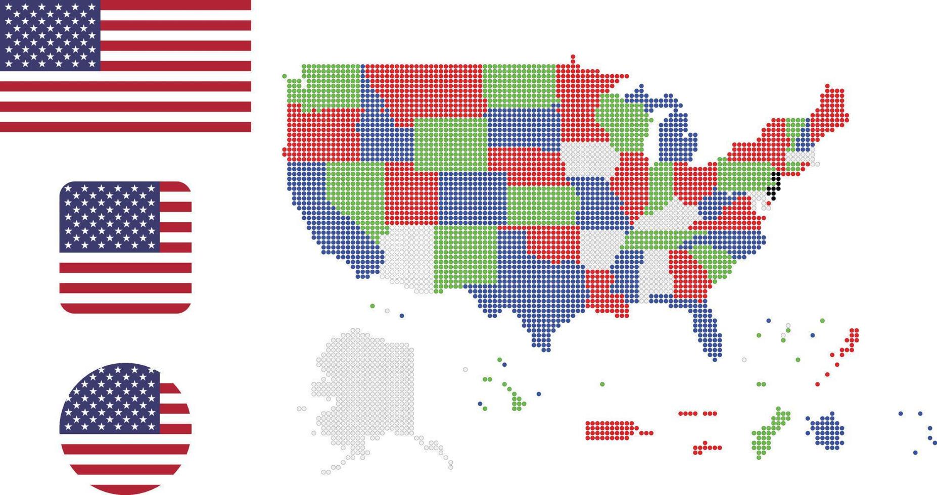 mapa dos estados unidos. e bandeira. ilustração em vetor símbolo ícone plano
