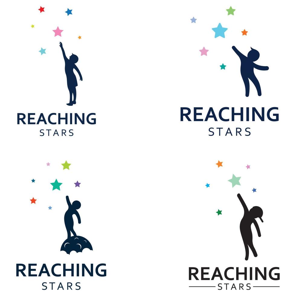 um logotipo para alcançar as estrelas ou um logotipo para alcançar um sonho ou objetivo. logotipo usando o modelo de ilustração vetorial de design de conceito. vetor