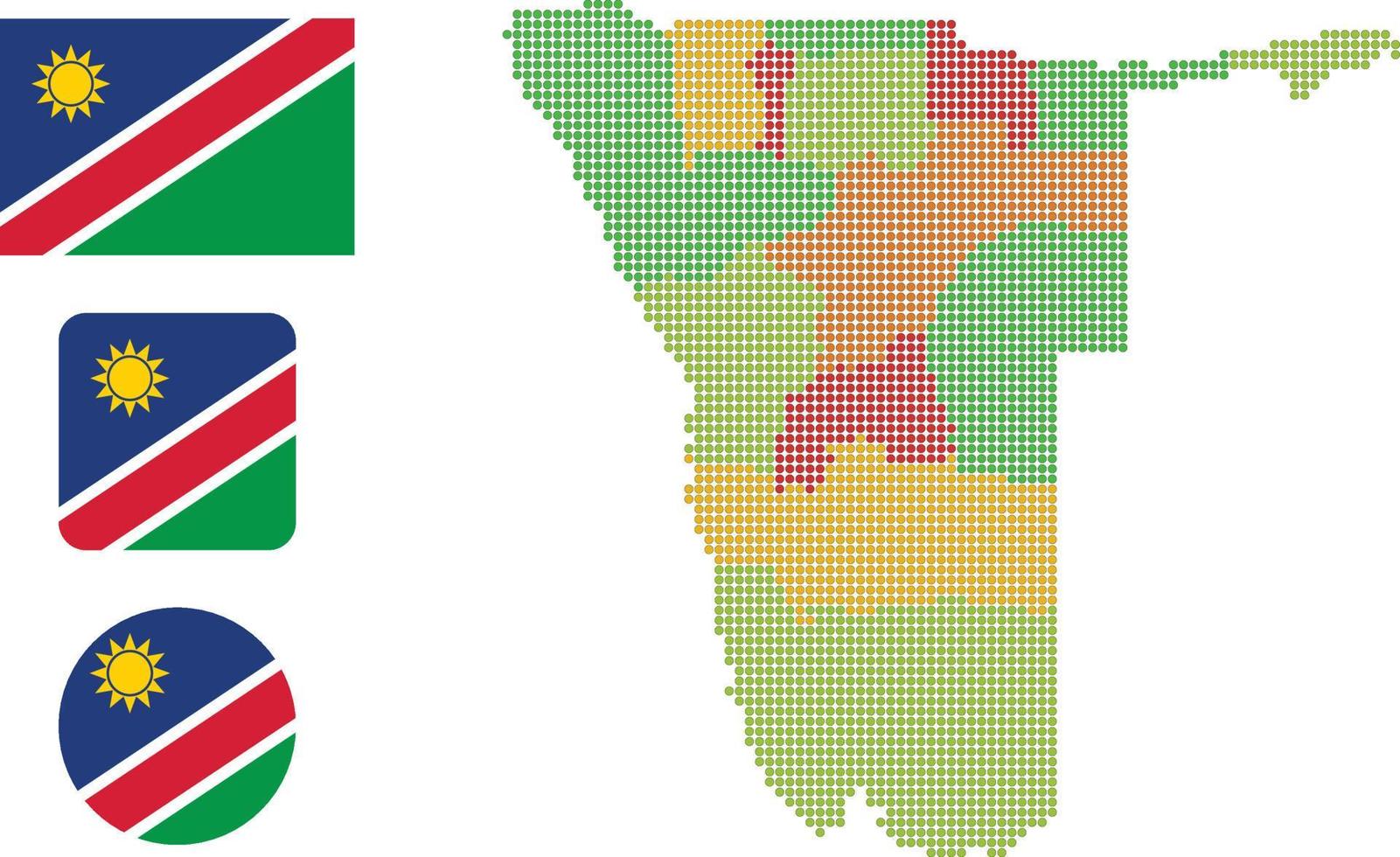 mapa da namíbia e ilustração vetorial de símbolo de ícone plano de bandeira vetor