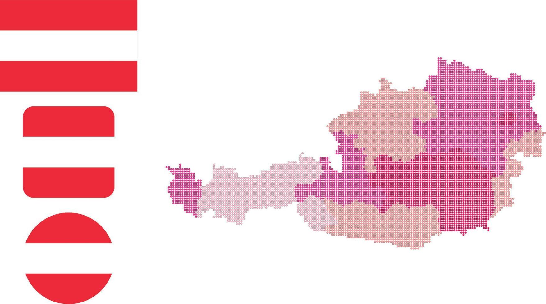 mapa da áustria e ilustração vetorial de símbolo de ícone plano de bandeira vetor