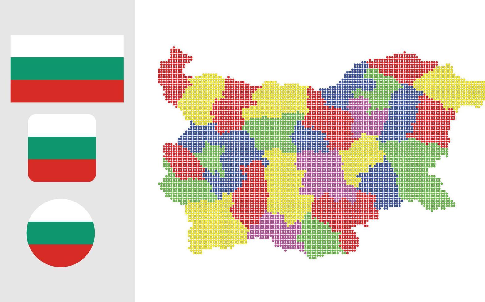 mapa da bulgária. e bandeira. ilustração em vetor símbolo ícone plano