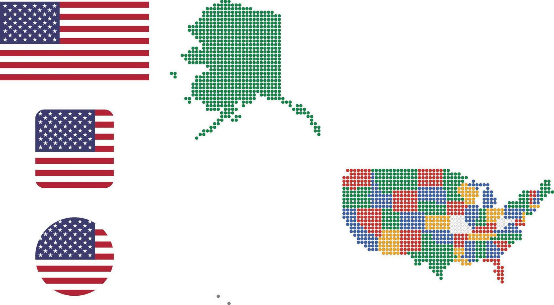 mapa dos estados unidos e ilustração vetorial de símbolo de ícone plano de bandeira vetor