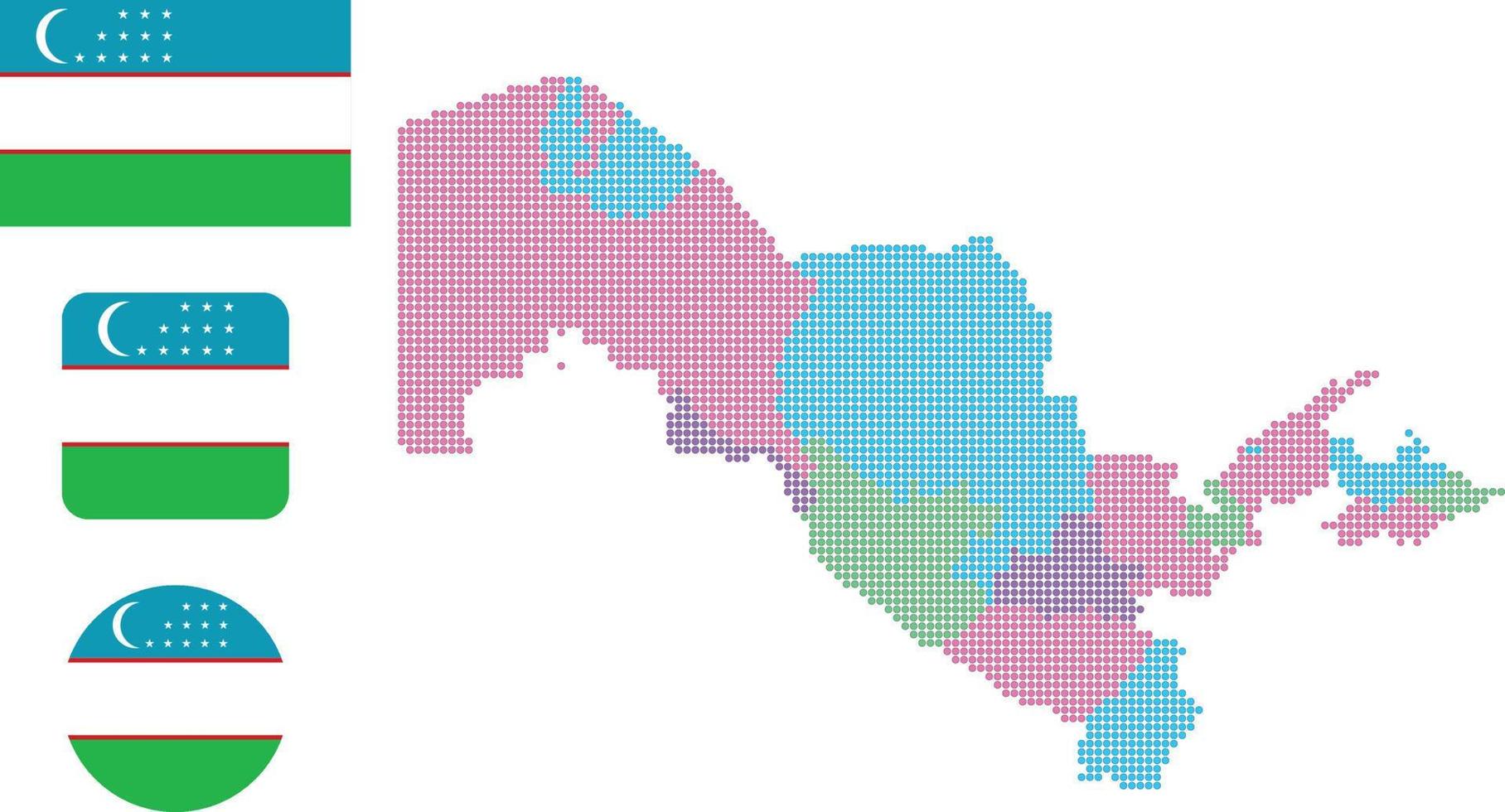 Mapa do Uzbequistão. e bandeira. ilustração em vetor símbolo ícone plano