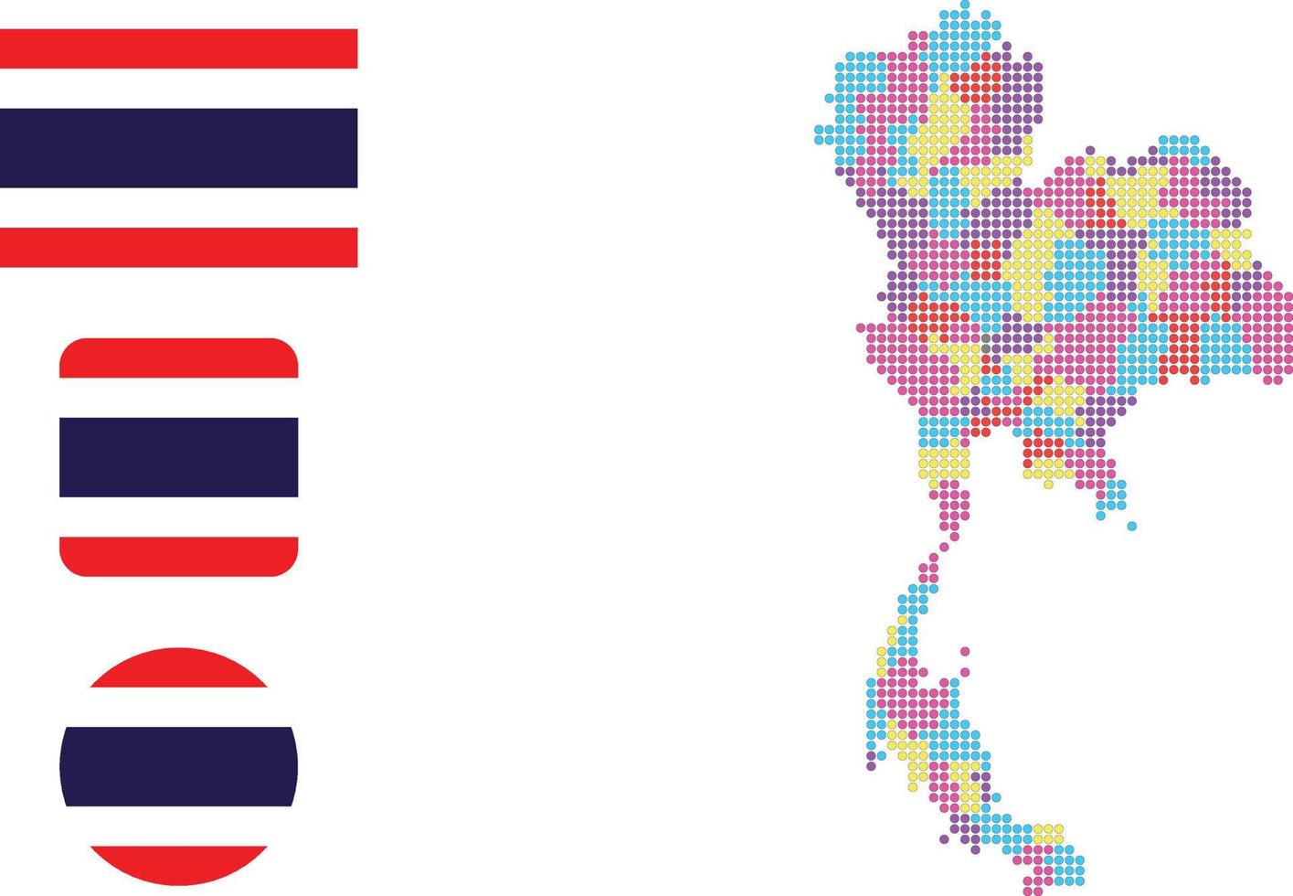 tailândia mapa e bandeira ícone plano símbolo ilustração vetorial vetor