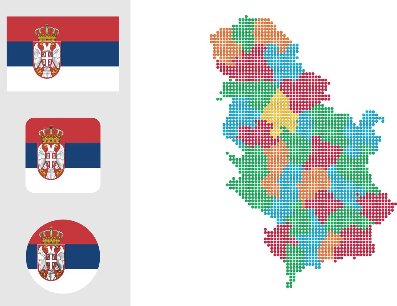 mapa da Sérvia. e bandeira. ilustração em vetor símbolo ícone plano