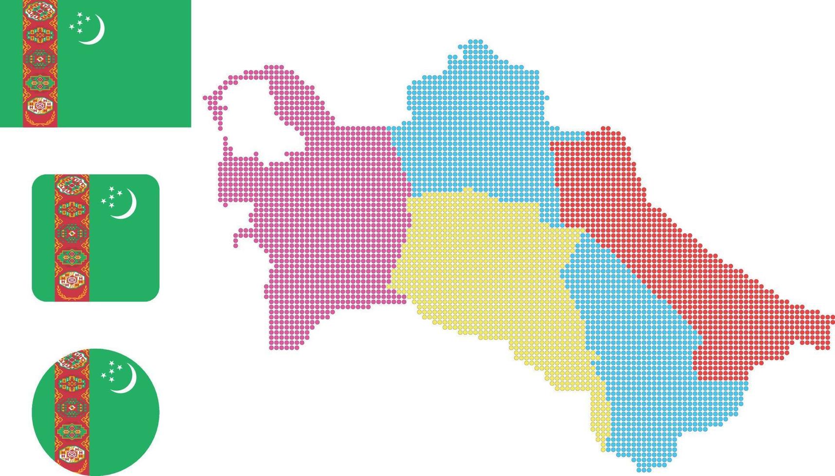 mapa do turquemenistão e ilustração em vetor símbolo ícone plano de bandeira